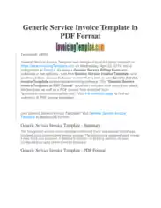 Free Download PDF Books, Generic Service Invoice Sample Template