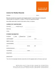 Medical Invoice Form For Medical Records Template