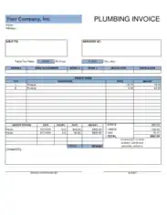 Company Plumbing Invoice Free Template