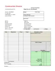 Free Download PDF Books, Construction Invoice Template