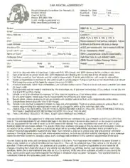 Car Rental Agreement Form Example Template