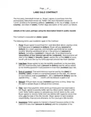 Land Sales Agreement Form Free Template