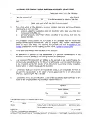 Alaska Small Estate Affidavit for Personal Property Form Template