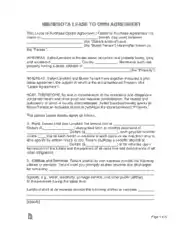 Minnesota Lease With Option To Purchase Agreement Form Template