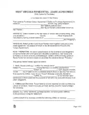 West Virginia Lease Agreement With Option To Purchase Form Template