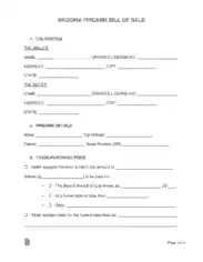 Free Download PDF Books, Arizona Firearm Bill of Sale Form Template