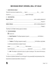 Free Download PDF Books, Michigan Boat Bill of Sale Form Template