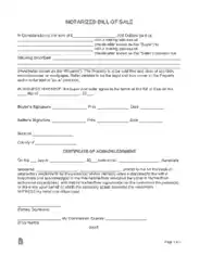 Notarized Bill of Sale Form Template