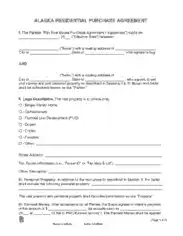 Alaska Residential Real Estate Purchase Agreement Form Template