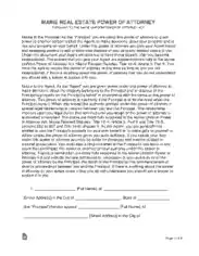 Maine Real Estate Power Of Attorney Form Template