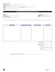 Real Estate Brokerage Commission Invoice Form Template
