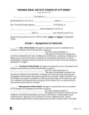 Virginia Real Estate Power Of Attorney Form Template