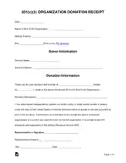 501c3 Donation Receipt Form Template