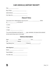 Free Download PDF Books, Vehicle Purchase Deposit Receipt Form Template