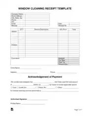 Window Cleaning Receipt Form Template