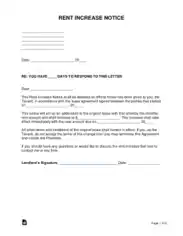 Rent Increase Notice Form Template