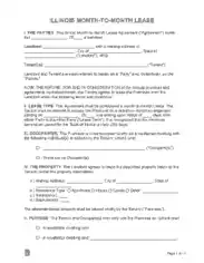 Illinois Month To Month Rental Agreement Form Template