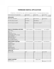 Tennessee Rental Application Form Template