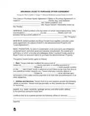 Arkansas Lease To Own Option To Purchase Agreement Form Template