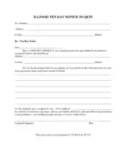 Illinois 10 Day Notice To Quit Noncompliance Form Template