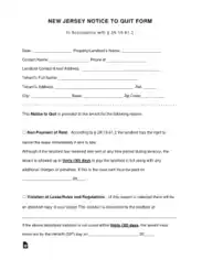 Free Download PDF Books, New Jersey Notice To Cease Quit Form Template