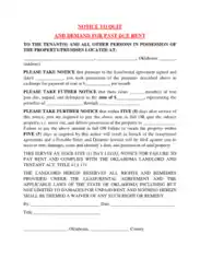 Oklahoma 5 Day Notice To Quit Nonpayment Form Template