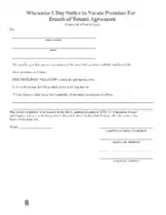 Wisconsin 5 Day Notice To Quit Form Template
