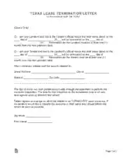 Texas Lease Termination Letter Template