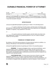 Durable Financial Power Of Attorney Form Template