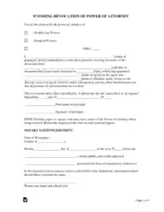 Wyoming Revocation Of Power Of Attorney Form Template