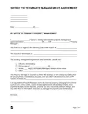 Notice To Terminate Property Management Agreement Form Template