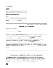 Wyoming Quit Claim Deed Form Template