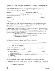 Free Download PDF Books, North Carolina Standard Residential Lease Agreement Form Template