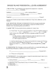 Rhode Island Residential Lease Agreement Form Template