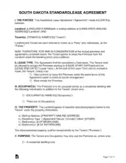 Free Download PDF Books, South Dakota Standard Residential Lease Agreement Form Template