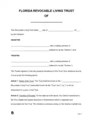 Florida Revocable Living Trust OF Form Template