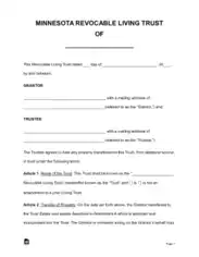 Minnesota Revocable Living Trust OF Form Template