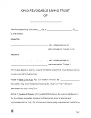 Ohio Revocable Living Trust OF Form Template