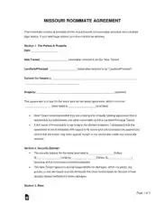 Free Download PDF Books, Missouri Roommate Agreement Form Template