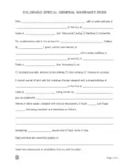 Free Download PDF Books, Colorado Special Warranty Deed Form Template