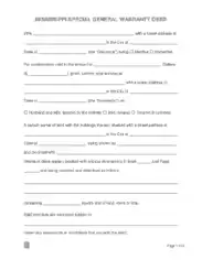 Mississippi Special Warranty Deed Form Template