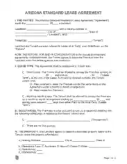 Free Download PDF Books, Arizona Standard Lease Agreement Form Template