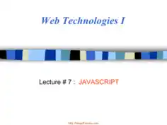 JavaScript – PHP Lecture 7