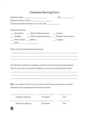 Free Download PDF Books, Employee Warning Form Template