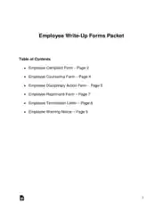 Free Download PDF Books, Employee Write Up Forms Packet Form Template