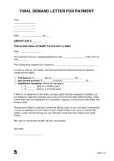 Final Demand For Payment Form Template