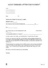 10 Day Demand Letter For Payment Template