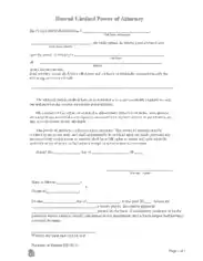 Hawaii Limited Power Of Attorney Form Template