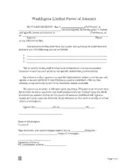 Washington Limited Power Of Attorney Form Template