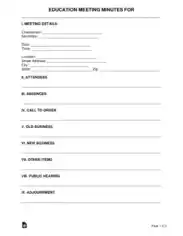 Free Download PDF Books, Education Meeting Minutes Form Template